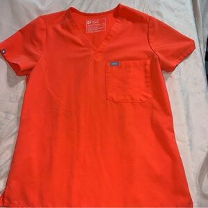 Figs Catrina Scrub Top Hot Coral